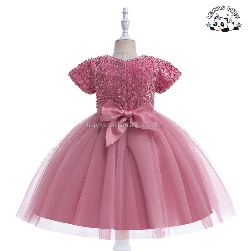 LEZONKIDS - Vestido de Bolinha de Verão de Alta Qualidade Personalizável para Crianças com Lantejoulas para Meninas de 2 a 14 Anos